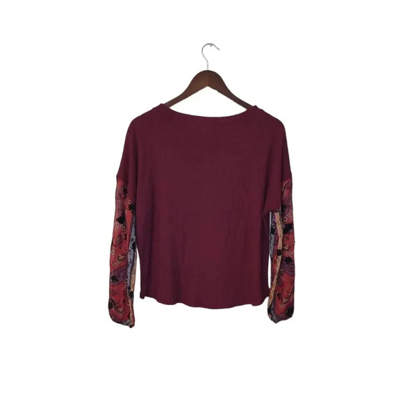Gypsies & Moondust Long Sleeve Maroon Burgundy Floral Top Sweater Size S - Picture 4 of 8